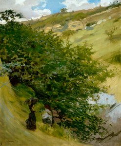 Vittorio Matteo Corcos (1859-1933) farakás tájban, olaj, vászon, 53x43 cm alkotó: Vittorio Matteo Corcos