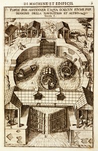 Hidraulikus gép egy csatorna vagy folyó zsilipjéhez, 1607