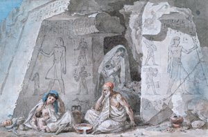 Egyiptomi család egy ősi síron kívül, 19. század