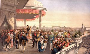 III. Sándor császár megkoronázását követő nyilvános ünnepségek a Khodynka-mezőn (A koronázási albumból), Vlagyimir Jegorovics Makovszkij (1846-1920) alkotó: Vladimir Egorovic Makovsky