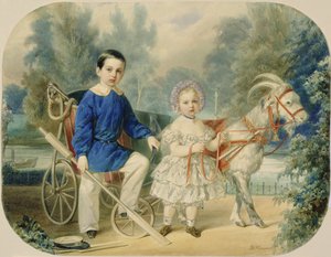Sándor nagyherceg és Alekszej nagyherceg gyermekként, 1853 (wc kartonon)