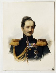 Alekszej Fjodorovics Orlov herceg (1787-1862) portréja (A. F. Orlov herceg portréja). Orosz katona és diplomata. Vladimir Ivanovics Hau (Gau) (1816-1895) munkája, akvarell papíron