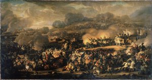 La Bataille des Nations a Leipzig (Németország) 1813 októberében. (A lipcsei nemzetek csatája 1813 októberében). Lipcsei csatának is nevezik, ez volt a legnagyobb vereség, amelyet Napóleon Grande Armee (1769-1821) szenvedett el. I. Vlagyimir festménye alkotó: Vladimir Ivanovich Moshkov