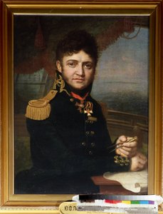 ""Portré du navigateur et officier Yuri Lisyansky (Lisiansky ou Lisianski) (1773-1837)"" Peinture de Vladimir Borovikovsky (Borovikovski) (1757-1825) 1810 Állami Központi Haditengerészeti Múzeum Szentpétervár alkotó: Vladimir Lukich Borovikovsky