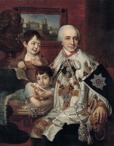 Grigorij Grigorjevics Kuselev admirális gróf portréja 1754-1833 gyermekekkel, 1801 alkotó: Vladimir Lukich Borovikovsky