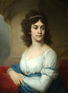 Ismeretlen nő portréja fehér ruhában, kék szalaggal, 1790-es évek vége alkotó: Vladimir Lukich Borovikovsky