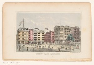 Park Row, Manhattan Nyomda tér 1868 (cím a tárgyon) alkotó: W.C. Rogers and Co.