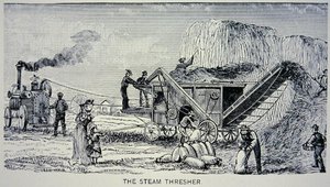 Steam Thresher, a "Marvels of the New West" 1888-ból (metszet) alkotó: W.H. Thayer