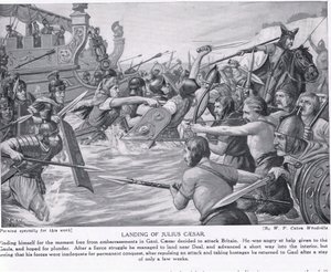 Julius Caesar partraszállása, illusztráció a „Hutchinson