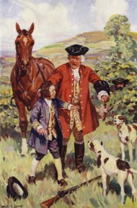 "Az úriember, miután átkutatta a fiút, nagy bosszúállást hirdetett, megesküdve, hogy megismeri Mr. Allworthyt" (színes litho)