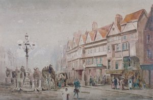 Tekintse meg keletre a Holborn és a Stable Inn déli oldalát, London, 1860. alkotó: W Allen