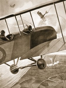 Bell-Irving kapitány az ellenség három repülőgépével harcol alkotó: W. Avis