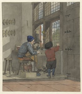Cipész a műhelyében alkotó: W. Barthautz