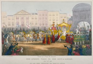 Temple Bar kilátása Viktória királynő 1837-es londoni városi látogatása során alkotó: W Clerk