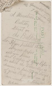 Képeslap a Liverpool Weekly Courier szerkesztőjének, 1918. augusztus 14. (ceruza a képeslapon) alkotó: W. Dawson