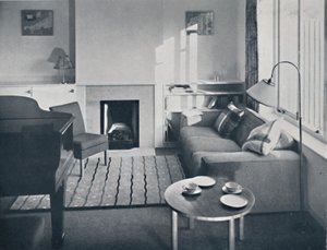 Elsa Booth - Nappali, amelyet egy nagy zongora befogadására terveztek, 1939 alkotó: W. Dennis Moss