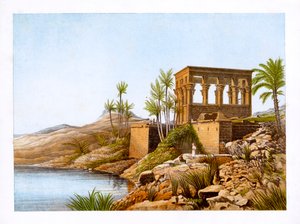Egyiptomi templom a Nílus mellett, Egyiptom, 1870.