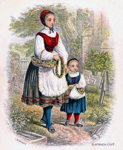 Két német lány virágkosárral, 1809.