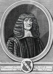Francis Glisson (1597-1677) brit fizikus, anatómus és orvos portréja, metszet alkotó: John Ward Dunsmore