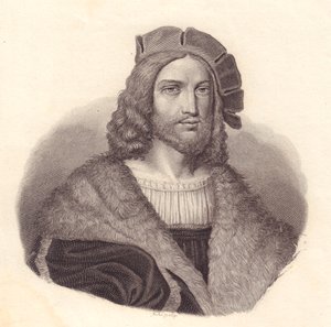 Antonio Tebaldeo (1463-1537) olasz költő portréja, rézmetszet Raffaello festményéről.