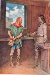 Egy matróz átadja Horatiónak Hamlet levelét, William Shakespeare "Hamlet" című művéből, a Hodder und Stoughton kiadónál 1915-ben megjelent kiadásban.