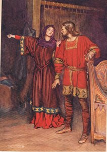 Gertrude felfedi, hogy Hamlet megölte Poloniust, William Shakespeare Hamletjéből, a Hodder und Stoughton kiadásában 1915-ben.