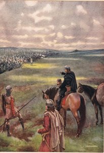 Hamlet a csapatok után érdeklődik, William Shakespeare "Hamlet"-jéből, a Hodder und Stoughton kiadónál 1915-ben megjelent kiadásban. alkotó: W. G. Simmonds
