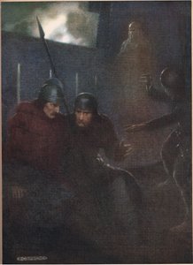 Hamlet apjának szelleme megjelenik William Shakespeare „Hamlet” című művéből, a Hodder und Stoughton kiadásában 1915-ben.