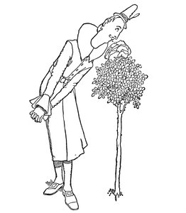 Minden gondot és bánatot elfelejtett az, aki beszívta az illatát, c1930 alkotó: William Heath Robinson