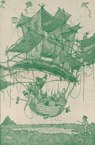 Meglehetősen korai típusú vízi repülőgép, amely próbarepülést hajt végre Hampstead Pondsból, 1918 1919 alkotó: William Heath Robinson