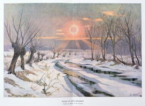 Gyűrűs napfogyatkozás, illusztráció H. Kraemer „L
