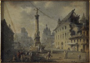 Place du Châtelet, 1809-ben, 1809-ben (olaj, selyem, üveg) alkotó: W. Lebelle