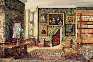 A könyvtár Hardwick Hallban, Derbyshire, 1891 (wc) alkotó: W. Nicholson