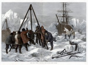 Sarkvidéki élet, kiutat vágva a jégből a téli negyedből, 1875 alkotó: W. Palmer