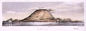 Charlestown kilátása Nevis szigetén, Nyugat-Indiában, Henry C. Trery (fl.1849-54) metszete, 1849 körül (színes litó) alkotó: W. S. (after) Andrews