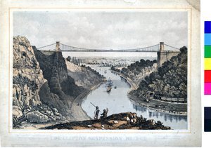 Clifton Suspension Bridge, 1864 körül (kézi színes litográfia papírra) alkotó: W. T. Webb