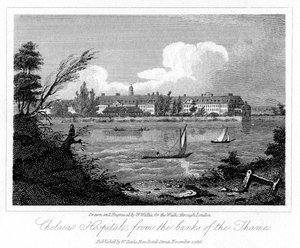Chelsea Kórház, a Banks of the Thames, London, 1816.