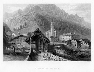 Splugen falu, Svájc, 1834