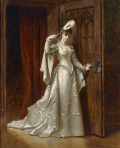 Elegáns hölgy fehér damaszt ruhában alkotó: Władysław Bakałowicz
