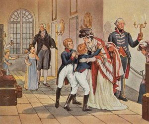 Louise királynő első találkozása gyermekeivel a jénai csata után alkotó: Waldemar Friedrich