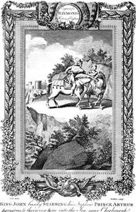 János király 1167-1216 megkéselte unokaöccsét, Arthur herceget, 19. század.