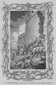 A brit csapatok behatolnak a Moro-kastély áttörésébe, 1770-es évek.