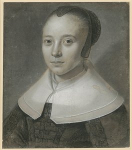 Fiatal nő félbalra forduló mellképe, fekete gézsapkával és széles sima gallérral alkotó: Wallerant Vaillant