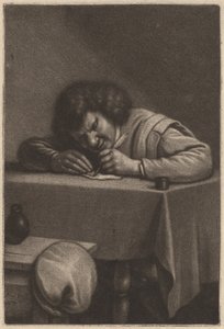 Egy férfi ír egy asztalnál alkotó: Wallerant Vaillant after Adriaen Brouwer