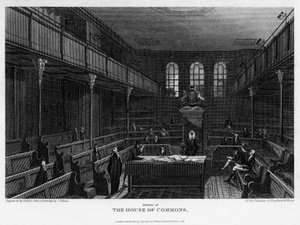 Az alsóház kamarája, Westminster, London, 1815. alkotó: Wallis