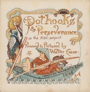 Walter Crane illusztrációja a Pothooks and Perseverance (színes litográfia) című könyvhöz. alkotó: Walter (after) Crane