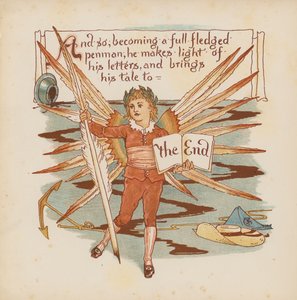 Walter Crane illusztrációja a Pothooks and Perseverance (színes litográfia) című könyvhöz. alkotó: Walter (after) Crane