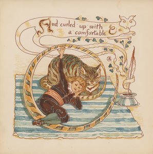 Walter Crane illusztrációja a Pothooks and Perseverance (színes litográfia) című könyvhöz. alkotó: Walter (after) Crane