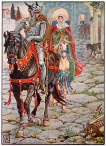 Sir Geraint és Lady Enid az elhagyatott római városban (színes litográfia) alkotó: Walter (after) Crane