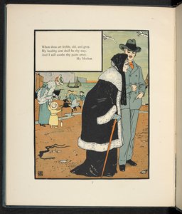 Egy férfi az anyjával a tengerparton. alkotó: Walter Crane